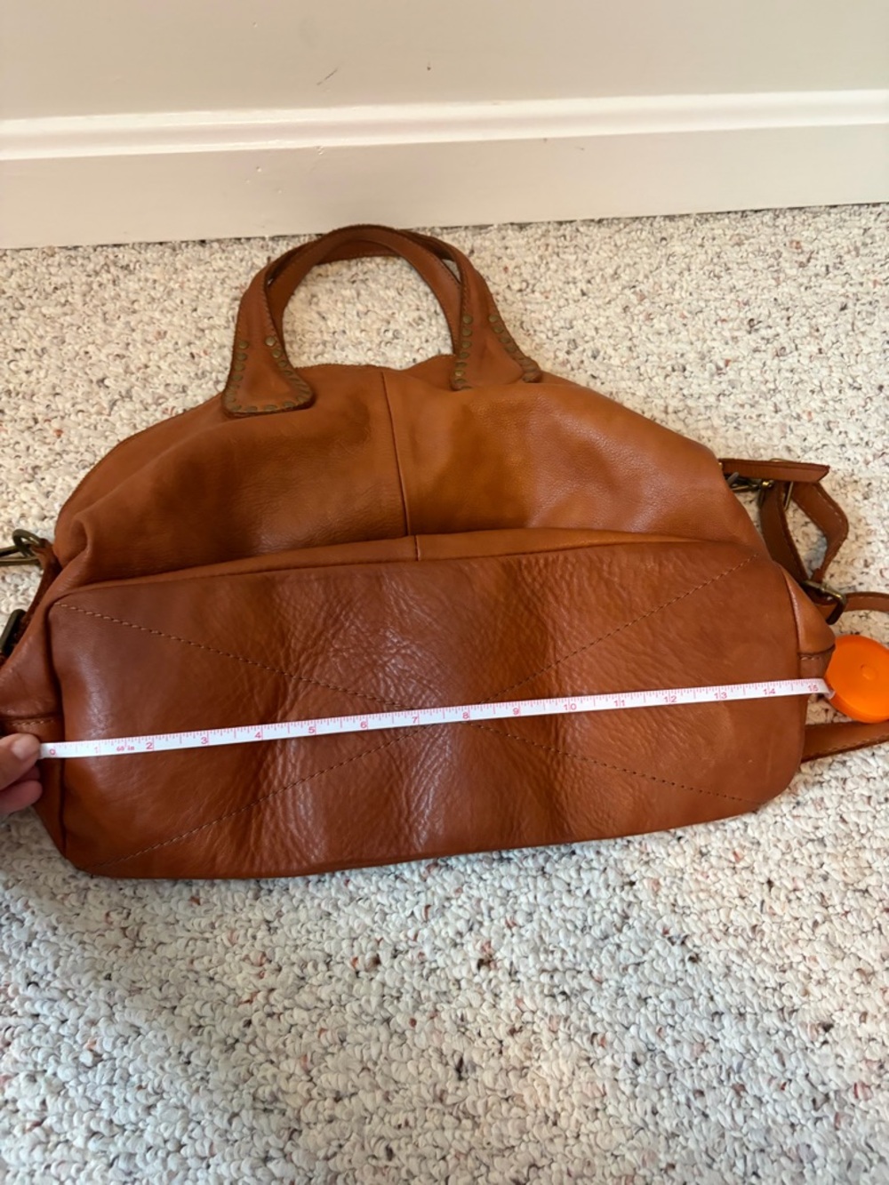 Sundance Tan Leather Stud-Accent Tote Bag - Picture 6 of 8